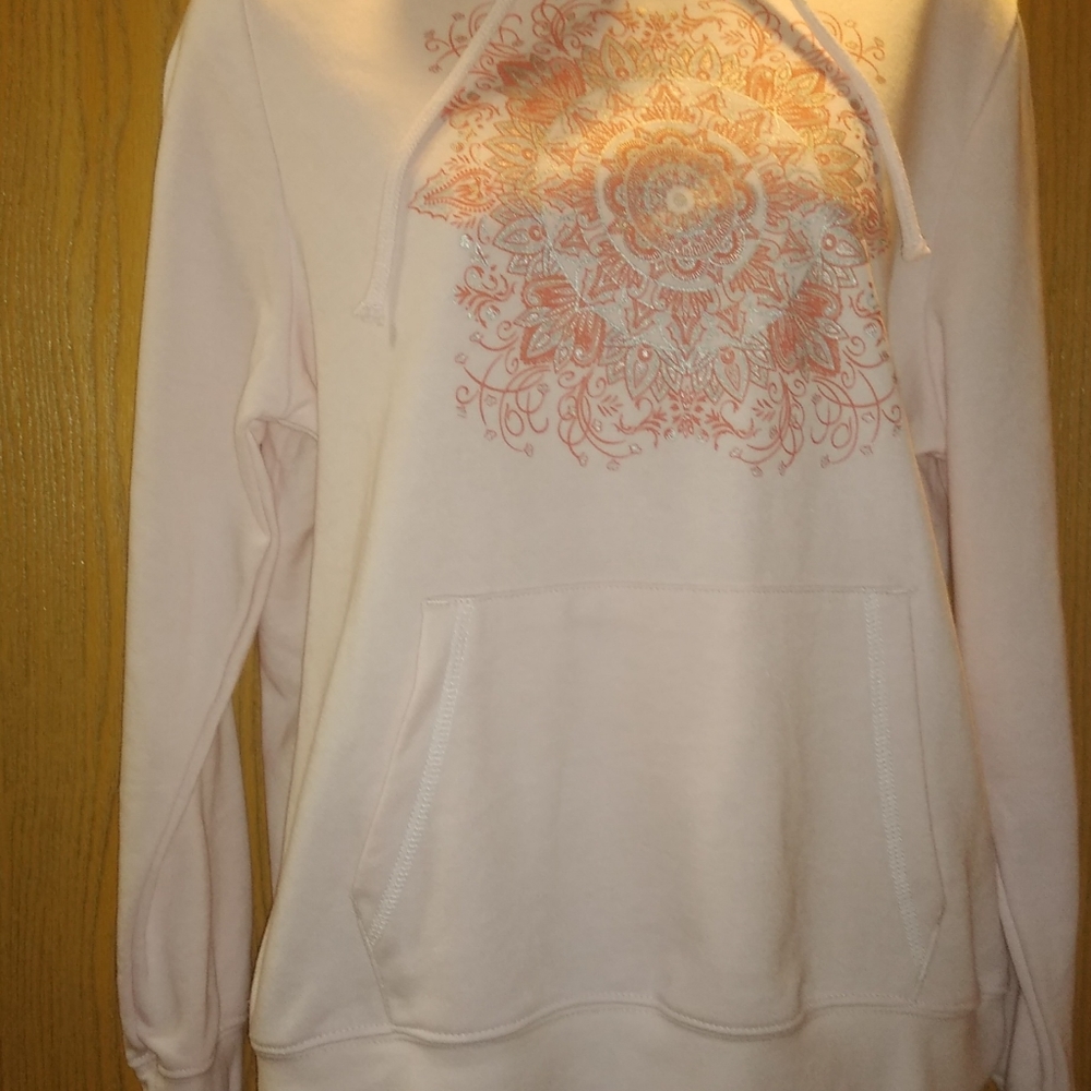 Pink Hoodie Sweatshirt with Aztec Flower design
